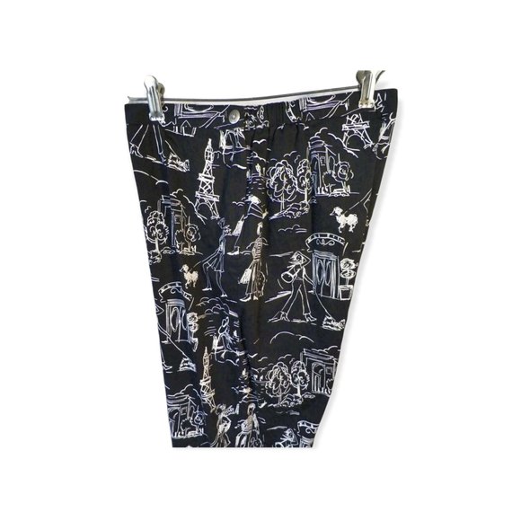 4/$25 Mechant High Rise Capri Pants Womens Size S 4-6 W27 Paris Dog Artsy Black - Picture 8 of 12